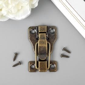 Замок металл для шкатулок, сундуков, с крепежом, бронза. 5.8×4×1 см