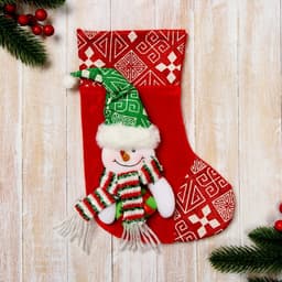 Носок для подарков «Снеговичок» 18×25 см, красный/зелёный