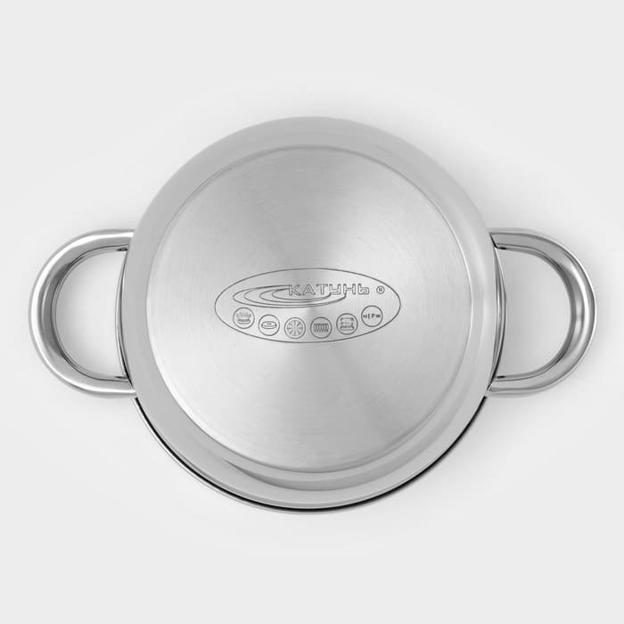 Кастрюля Катунь «Гретта», 1.8 л, d=16 см, с крышкой, капсульное дно, индукция, нержавеющая сталь, AISI - 201, хромированная