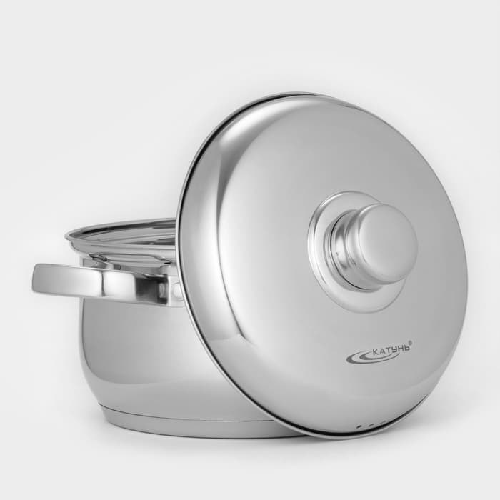 Кастрюля Катунь «Гретта», 2.5 л, d=18 см, с крышкой, капсульное дно, индукция, нержавеющая сталь, AISI - 201, хромированная