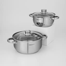 Набор кастрюль «Гретта», 2 предмета: 2.2; 4.2 л, капсульное дно, индукция, нержавеющая сталь, AISI - 201