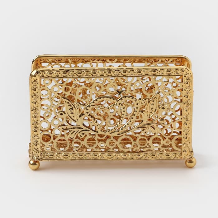 Салфетница «Сердца», декоративная, 14×9.5×4 см, золотистая