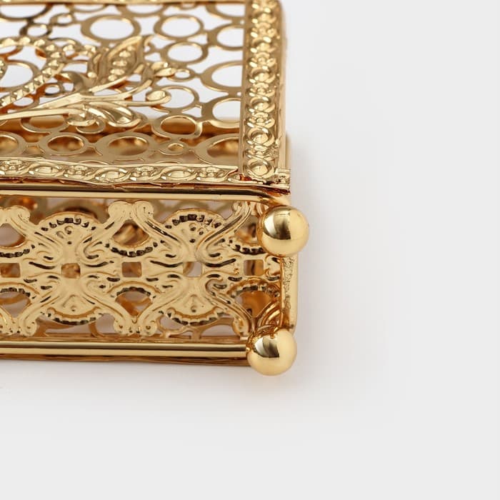 Салфетница «Сердца», декоративная, 14×9.5×4 см, золотистая