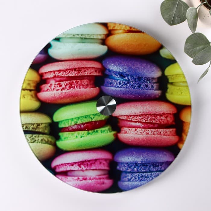 Подставка для торта вращающаяся Доляна «Макаруны», d=32 см, стеклоㅤ