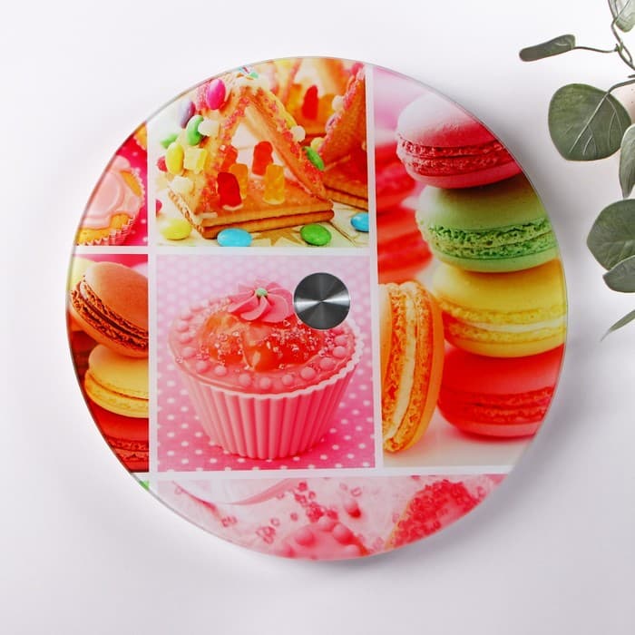 Подставка для торта Доляна «Сладости», d=32 см, вращающаяся, стекло, разноцветная