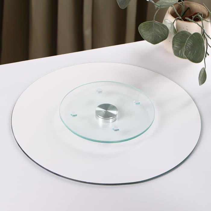 Подставка для торта Доляна «Сладости», d=32 см, вращающаяся, стекло, разноцветная