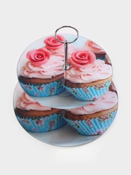 Этажерка-фруктовница круглая Доляна «Маффин», 2 яруса, d=25/20 см, стекло