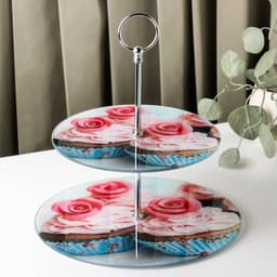 Этажерка-фруктовница круглая Доляна «Маффин», 2 яруса, d=25/20 см, стекло