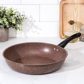Сковорода Rock, d=29 см, пластиковая ручка, антипригарное покрытие, углеродистая сталь, коричневая