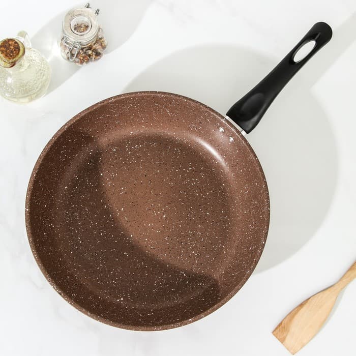 Сковорода Rock, d=29 см, пластиковая ручка, антипригарное покрытие, углеродистая сталь, коричневая