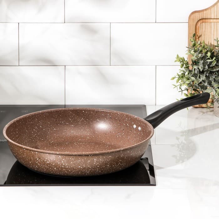 Сковорода Rock, d=29 см, пластиковая ручка, антипригарное покрытие, углеродистая сталь, коричневая