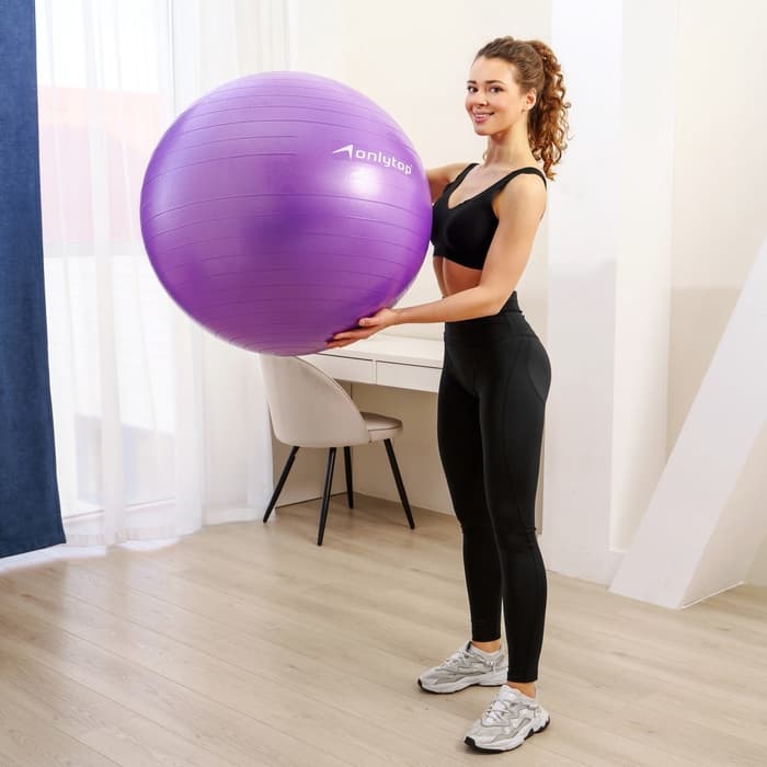 Фитбол ONLYTOP, d=85 см, 1400 г, антивзрыв, цвет фиолетовый