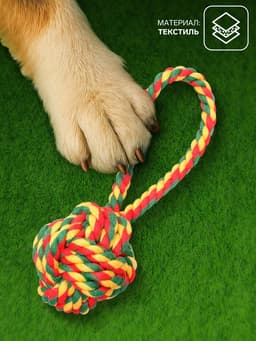 Игрушка канатная «Мяч с петлей», до 65 г, цвет МИКС