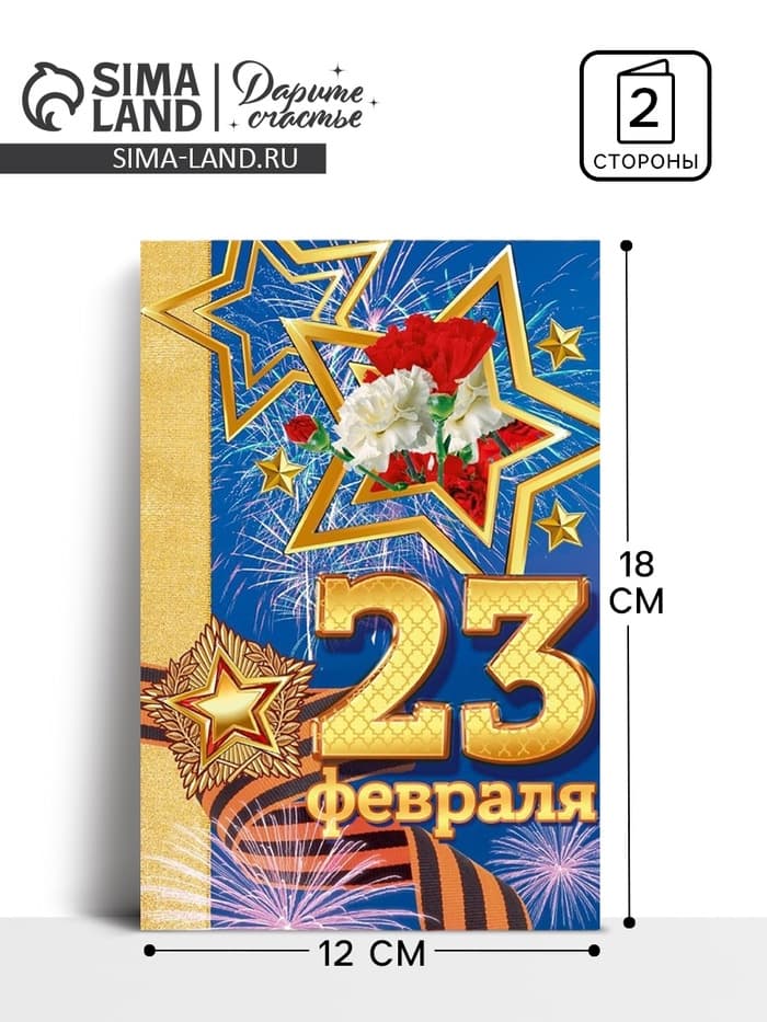 Открытка «23 февраля», 12×18 см