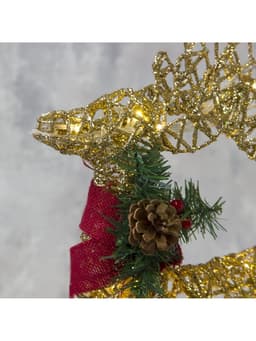 Светодиодная фигура «Олень с санями золотистый», олень: 40×50×16 см, сани: 40×25×10 см, металл, 220 В, свечение тёплое белое