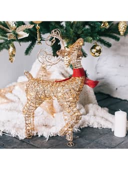 Светодиодная фигура «Олень золотистый» 40×60×18 см, металл, 220 В, свечение тёплое белое