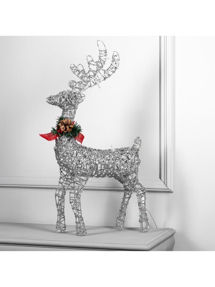 Светодиодная фигура «Олень серебристый», 35×60×10 см, металл, 220 В, свечение белое