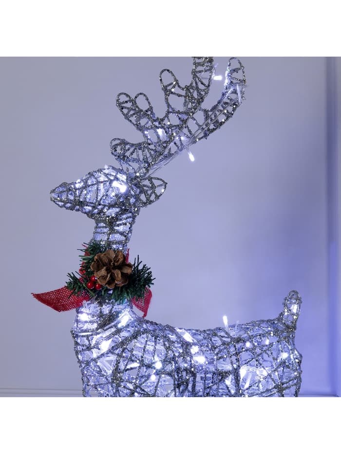 Светодиодная фигура «Олень серебристый», 35×60×10 см, металл, 220 В, свечение белое