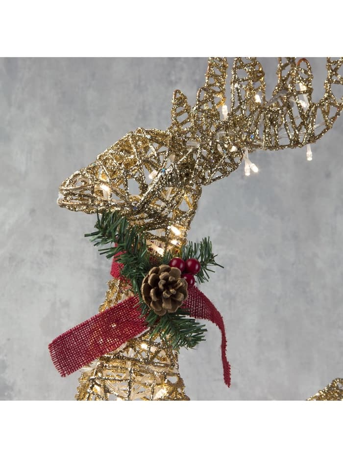 Светодиодная фигура «Олень золотистый» 50×85×18 см, металл, 220 В, свечение тёплое белое