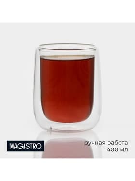 Стакан с двойными стенками Magistro «Поль», 400 мл, стекло, прозрачный