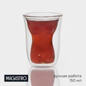 Стакан с двойными стенками Magistro «Женская фигура», 150 мл, 8×11 см, стекло, прозрачный
