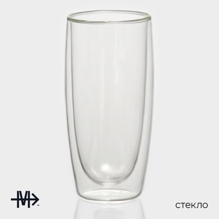 Стакан Magistro «Поль. Дуо», 350 мл, 7.3×15 см, с двойными стенками, стекло, прозрачный