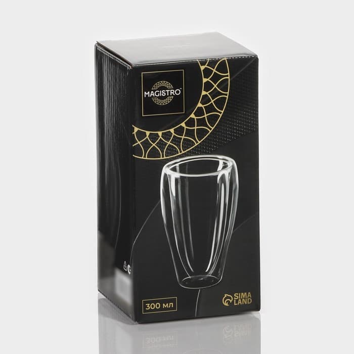Стакан Magistro «Поль. Дуо», 350 мл, 7.3×15 см, с двойными стенками, стекло, прозрачный