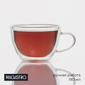 Кружка с двойными стенками Magistro «Дуо», 190 мл, стекло, прозрачная