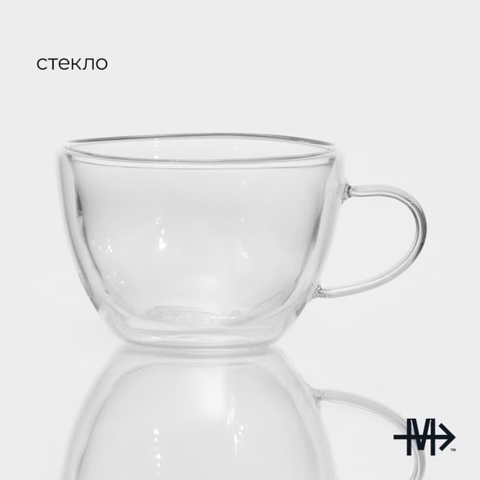 Кружка с двойными стенками Magistro «Дуо», 190 мл, стекло, прозрачная