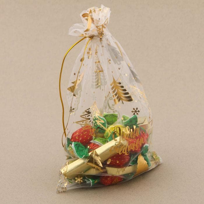 Мешочек подарочный новогодний органза «С Новым счастьем!», 10×12 см ± 1.5 см