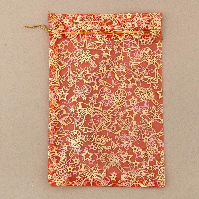 Мешочек подарочный органза «Новогодние игрушки», 20×30 см ± 1.5 см