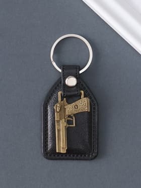 Кожаный брелок для ключей на кольце «Пистолет», (кожзам), 6.8×3.8 см