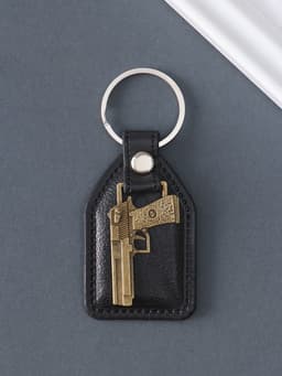 Кожаный брелок для ключей на кольце «Пистолет», (кожзам), 6.8×3.8 см