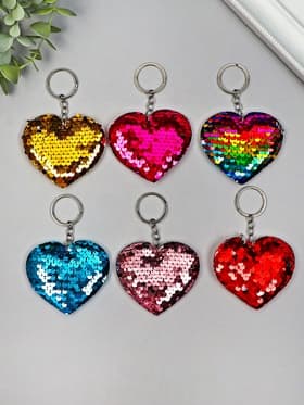 Брелок для ключей на кольце «Пайетки. Сердечко», текстиль, 9×8 см, МИКС