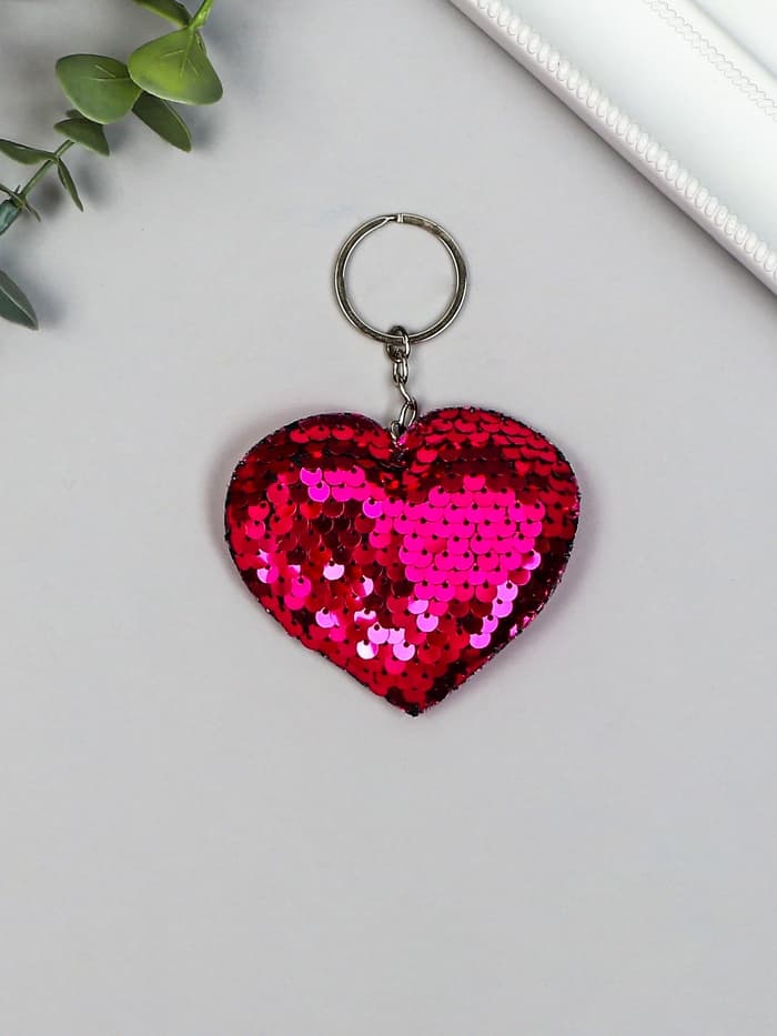 Брелок для ключей на кольце «Пайетки. Сердечко», текстиль, 9×8 см, МИКС