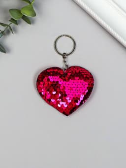 Брелок для ключей на кольце «Пайетки. Сердечко», текстиль, 9×8 см, МИКС