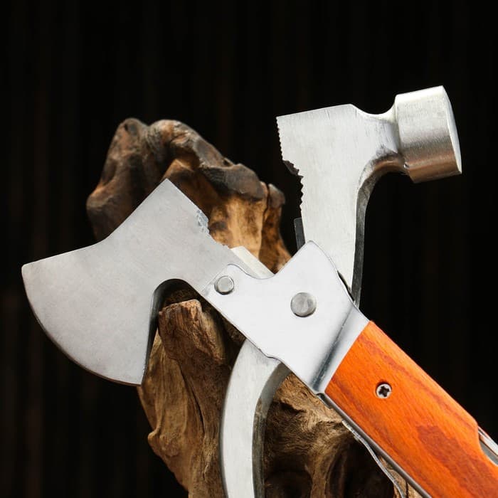 Мультитул 8в1 в чехле, рукоять дерево(топор, молоток, отвертки, ножи)