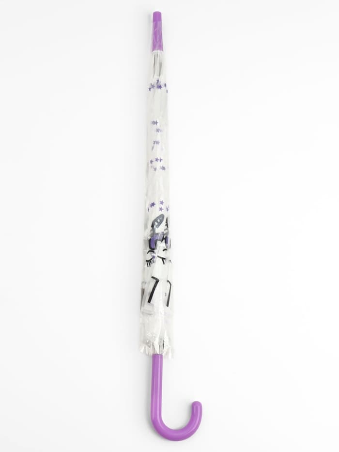 Зонт - трость детский «Единорог», полуавтоматический, 8 спиц, R=45 см, d=90 см, белый/фиолетовый
