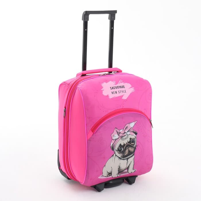 Чемодан на колёсах малый 16" на молнии, розовый