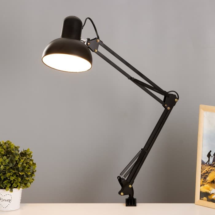 Лампа настольная на шарнире 800 «Крус, чёрная» E27 40W RISALUX