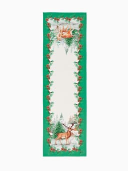 Дорожка новогодняя на стол «Этель. Новогодний лес» 40×147±3 см, 100% хлопок, саржа 190 г/м², белая/зелёная