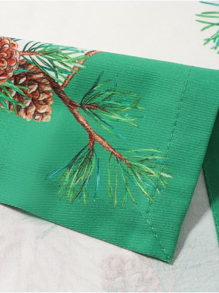 Дорожка новогодняя на стол «Этель. Новогодний лес» 40×147±3 см, 100% хлопок, саржа 190 г/м², белая/зелёная