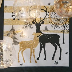 Дорожка новогодняя на стол «Этель. Олени» 30×70±3 см, 100% хлопок, саржа 190 г/м², чёрная/белая