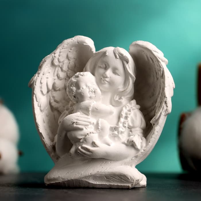 Фигурка гипс «Ангелочек с младенцем», 4×6.5×7 см