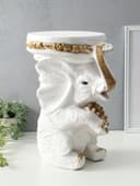 Фигура - подставка для мелочей «Слон сидя», столик, гипс, белое золото, 34×26×44 см