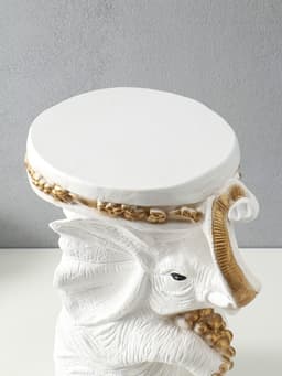 Фигура - подставка для мелочей «Слон сидя», столик, гипс, белое золото, 34×26×44 см