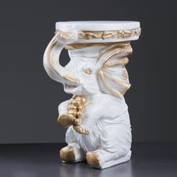 Фигура - подставка для мелочей «Слон сидя», столик, гипс, белое золото, 34×26×44 см