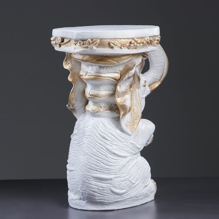 Фигура - подставка для мелочей «Слон сидя», столик, гипс, белое золото, 34×26×44 см