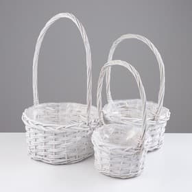 Корзина плетёная для хранения «Плетёнка», ива, круглая, белая, набор 3 шт.