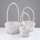 Корзина плетёная для хранения «Плетёнка», ива, круглая, белая, набор 3 шт.